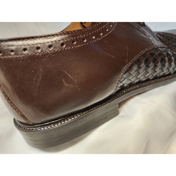 Stanley Blacker Mens 10 D  Leather Dress Shoes Basket Weave Oxford Made In Italy